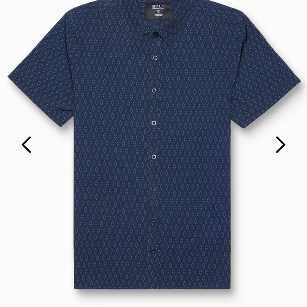Casual Blue Button Down Shirt with Dotted Pattern
